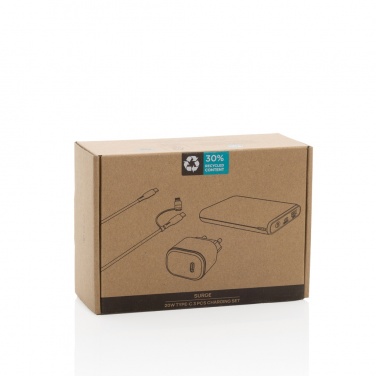 Logo trade reklaamtoote pilt: Surge RCS taaskasutatud PET 20W tüüpi C 3 tk laadimiskomplekt