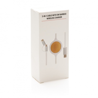 Logotrade ärikingituse foto: Kolm-ühes kaabel 5W bambusest juhtmevaba laadijaga