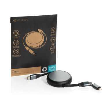 Logo trade reklaamkingi pilt: Terra RCS alumiiniumist sissetõmmatav 240W 2-in-1 kaabel