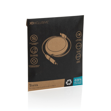 Logo trade firmakingituse pilt: Terra RCS alumiiniumist sissetõmmatav 240W 2-in-1 kaabel