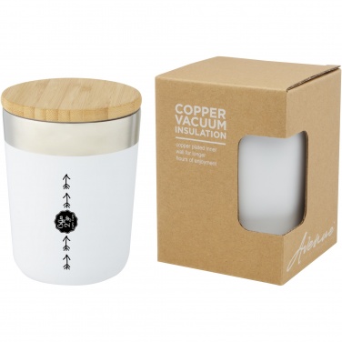 Logotrade mainoslahja tuotekuva: Lagan 300 ml ruostumattomasta teräksestä kahvimuki bambukannella