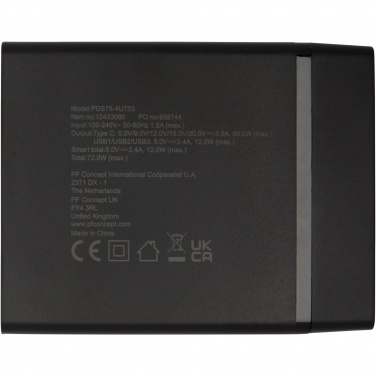 Logo trade liikelahja mainoslahja tuotekuva: ADAPT 72 W:n kierrätetystä muovista valmistettu PD-latausasema