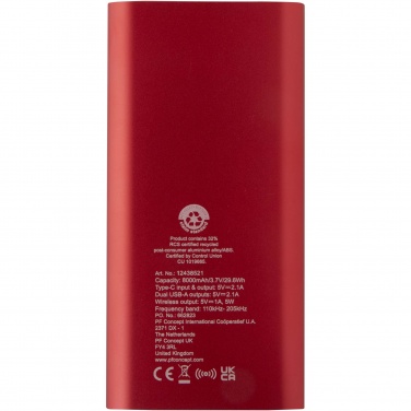 Logo trade mainoslahjat tuotekuva: Juice 8 000 mAh:n Type-C-varavirtalähde kierrätetystä alumiinista