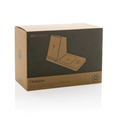 Logo trade liikelahjat mainoslahjat kuva: Ontario RCS 15W 3-in-1 laturi kier. muovista ja bambusta