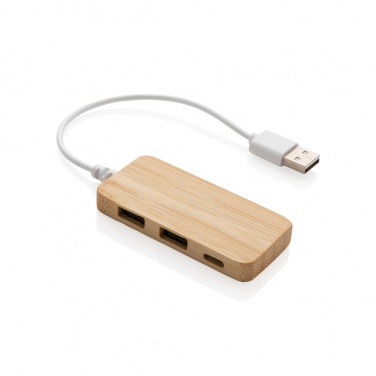 Logotrade mainostuotet kuva: Bambuinen USB tyypin C hub