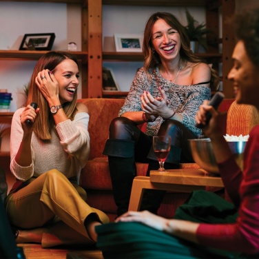 Logo trade liikelahja mainoslahja tuotekuva: Singvibe RCS karaokesarja tuplamikrofonilla kierrätysmuovia