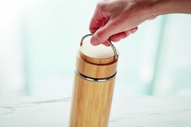 Logo trade liikelahja mainoslahja tuotekuva: Bambu termospullo 400 ml TAMPERE