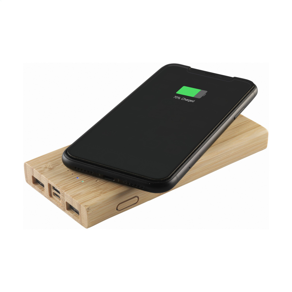 Logotrade mainostuote tuotekuva: Bamboo 8000 Wireless Powerbank langaton laturi