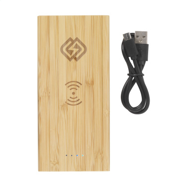 Logotrade mainoslahja ja liikelahja kuva: Bamboo 8000 Wireless Powerbank langaton laturi