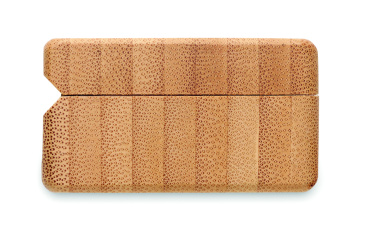 Logotrade mainoslahja tuotekuva: TWS-kuulokkeet bambukotelossa