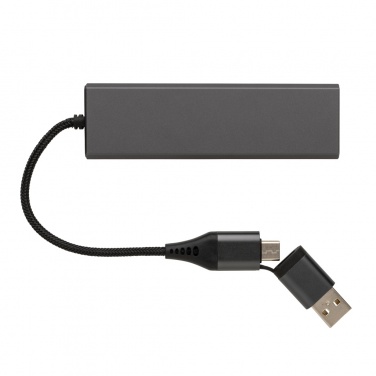 Logotrade dāvanas foto: Terra RCS pārstrādāta alumīnija centrmezgls ar 3 USB pieslēgvietām