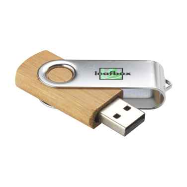 Logotrade ziemassvētku dāvanas foto: USB Twist Bamboo no noliktavā 16 GB