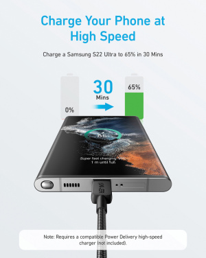 Logotrade ziemassvētku dāvanas foto: Anker USB-C uz USB-C kabelis 1,8 metri 60 W