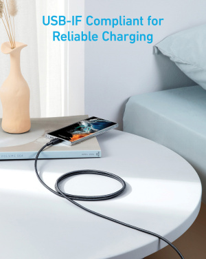 Logotrade biznesa dāvanas foto: Anker USB-C uz USB-C kabelis 1,8 metri 60 W