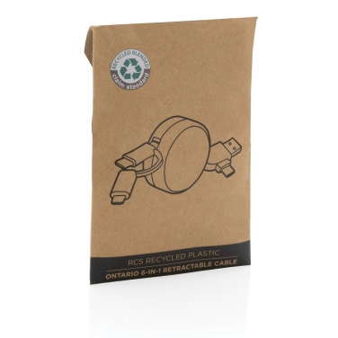 Лого трейд pекламные cувениры фото: RCS переработанный пластик Онтарио 6-в-1 втягивающийся кабель