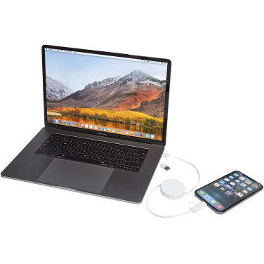 Лого трейд pекламные cувениры фото: Citala выдвижной кабель 5-в-1 из переработанной пластмассы длиной 90 см для синхронизации данных и быстрой зарядки мощностью 40 Вт