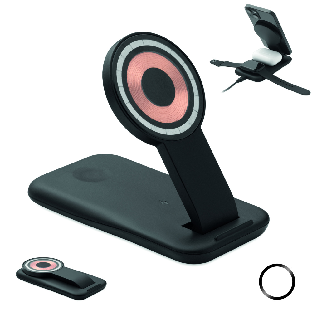 Лого трейд pекламные cувениры фото: 3 in 1 wireless charger 15W