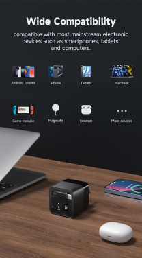 Логотрейд бизнес-подарки картинка: Зарядное устройство Urban Vitamin Mendocino 65 Вт GaN с выдвижным кабелем