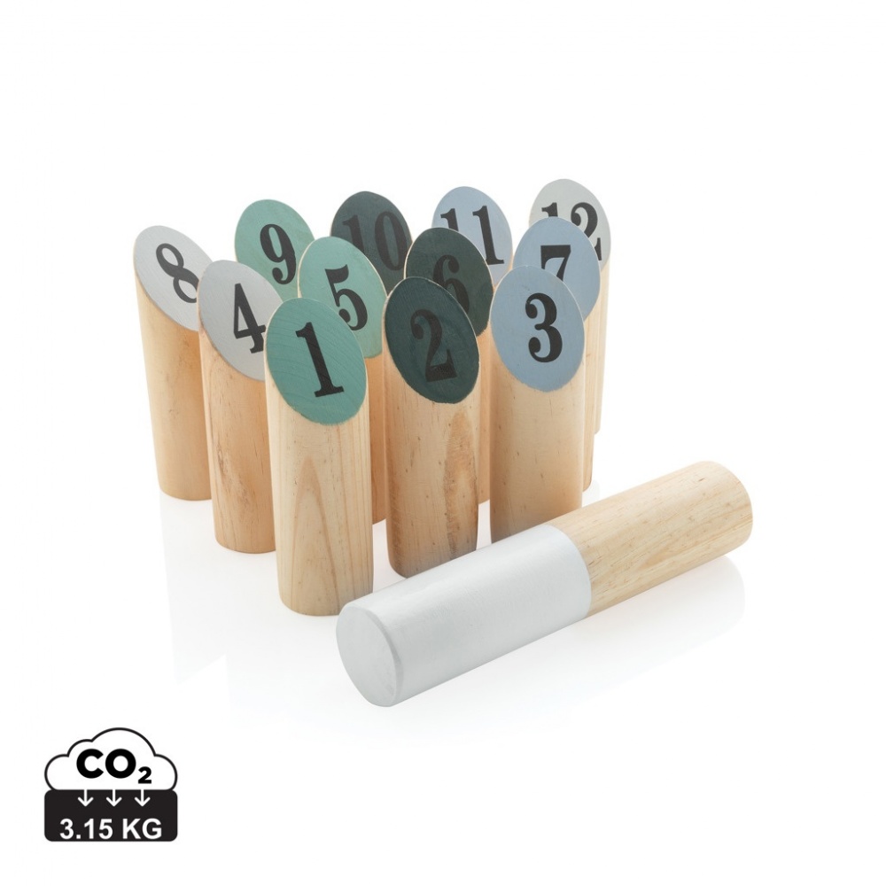 Logotrade kampanjprodukter bild: Mölkky/nummerkubb i trä