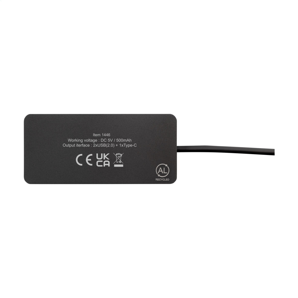 Logotrade profilprodukter bild: Tecco GRS Recycled Alu USB Hub