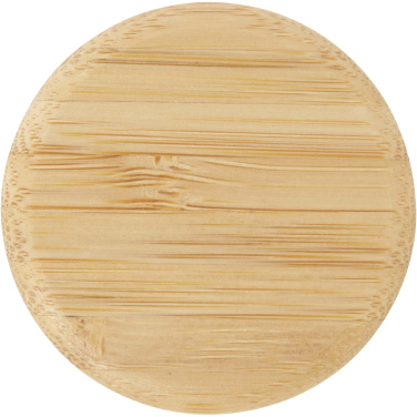 Logotrade kampanjprodukter bild: Porto 500 ml vattenflaska av glas med silikonhandtag och bambulock