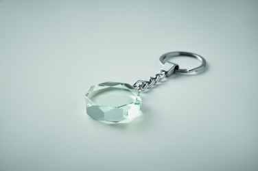 Logotrade reklamprodukter bild: Rund nyckelring i glas