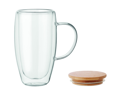 Logotrade reklamprodukter bild: Dubbelväggig glasmugg 450 ml