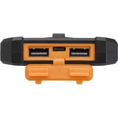 Logotrade profilreklam bild: Altair 5 000 mAh 10 W robust solcellsbank av återvunnen plast med inbyggd ficklampa