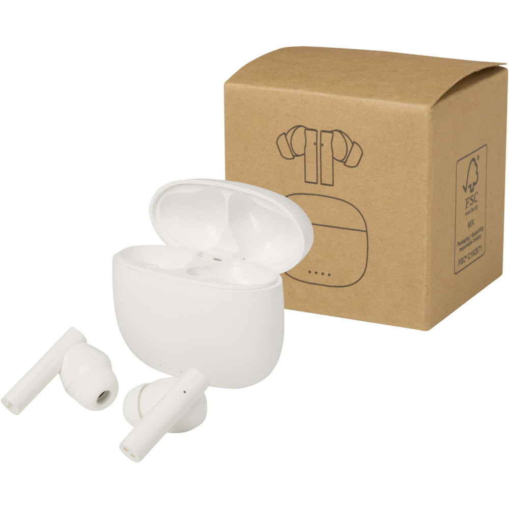 Logotrade profilprodukter bild: Alterf True Wireless Bluetooth®-öronsnäckor av återvunnen plast med öronproppar av silikon