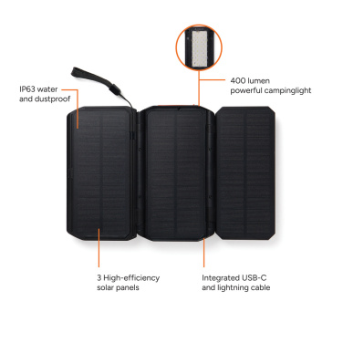 Logotrade profilprodukter bild: Nordic Drift Titan 10.000 mAh solcells-powerbank med 3 panel